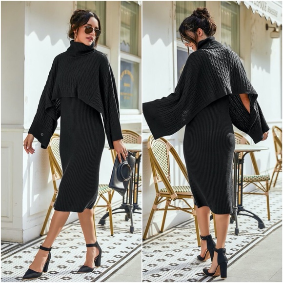 turtleneck ribbed classic knit sweater dress wine - Picture 10 of 10